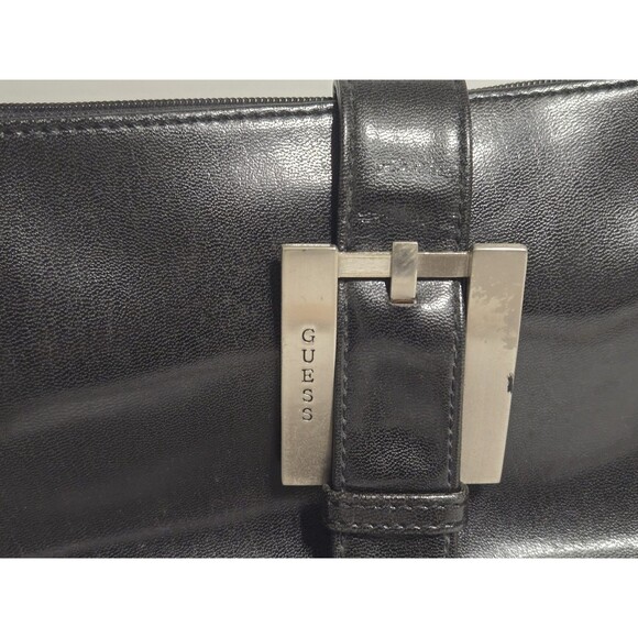 Vintage Guess Black Shoulder Bag Purse Y2K Logo Buckle Baguette Handbag Grunge - Picture 2 of 8